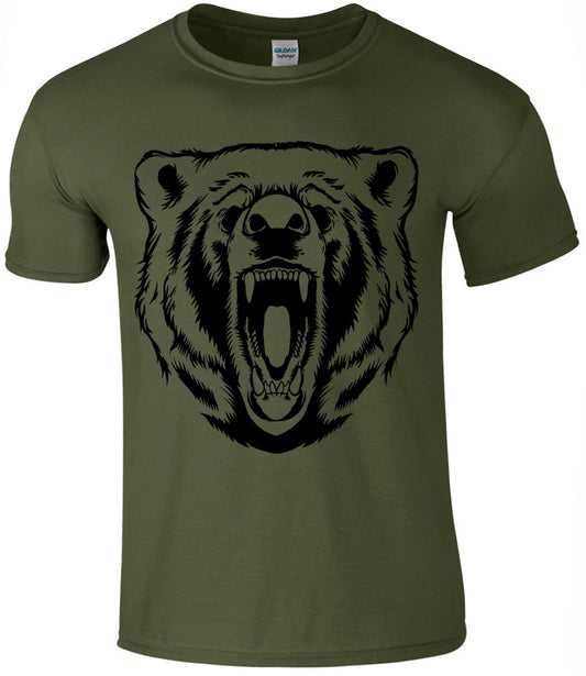 GRIZZLY BEAR FACE - OLIVE  T-Shirt