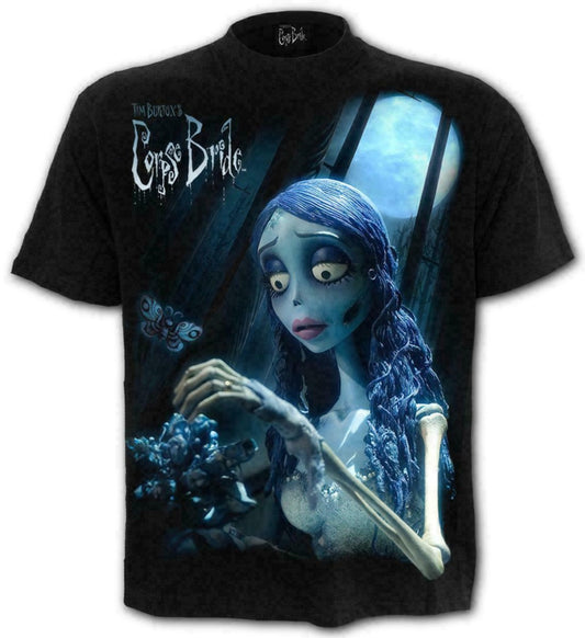 CORPSE BRIDE - GLOW IN THE DARK - FRONT PRINT T-SHIRT BLACK