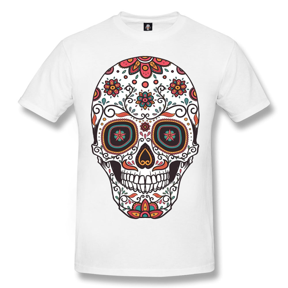 FLOWER SKULL- WHITE SUBLIMATION T-SHIRT