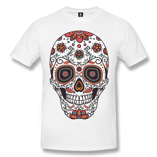 FLOWER SKULL- WHITE SUBLIMATION T-SHIRT