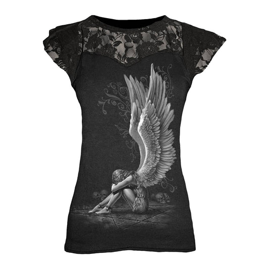 ENSLAVED ANGEL LACE LAYERED BLACK TOP