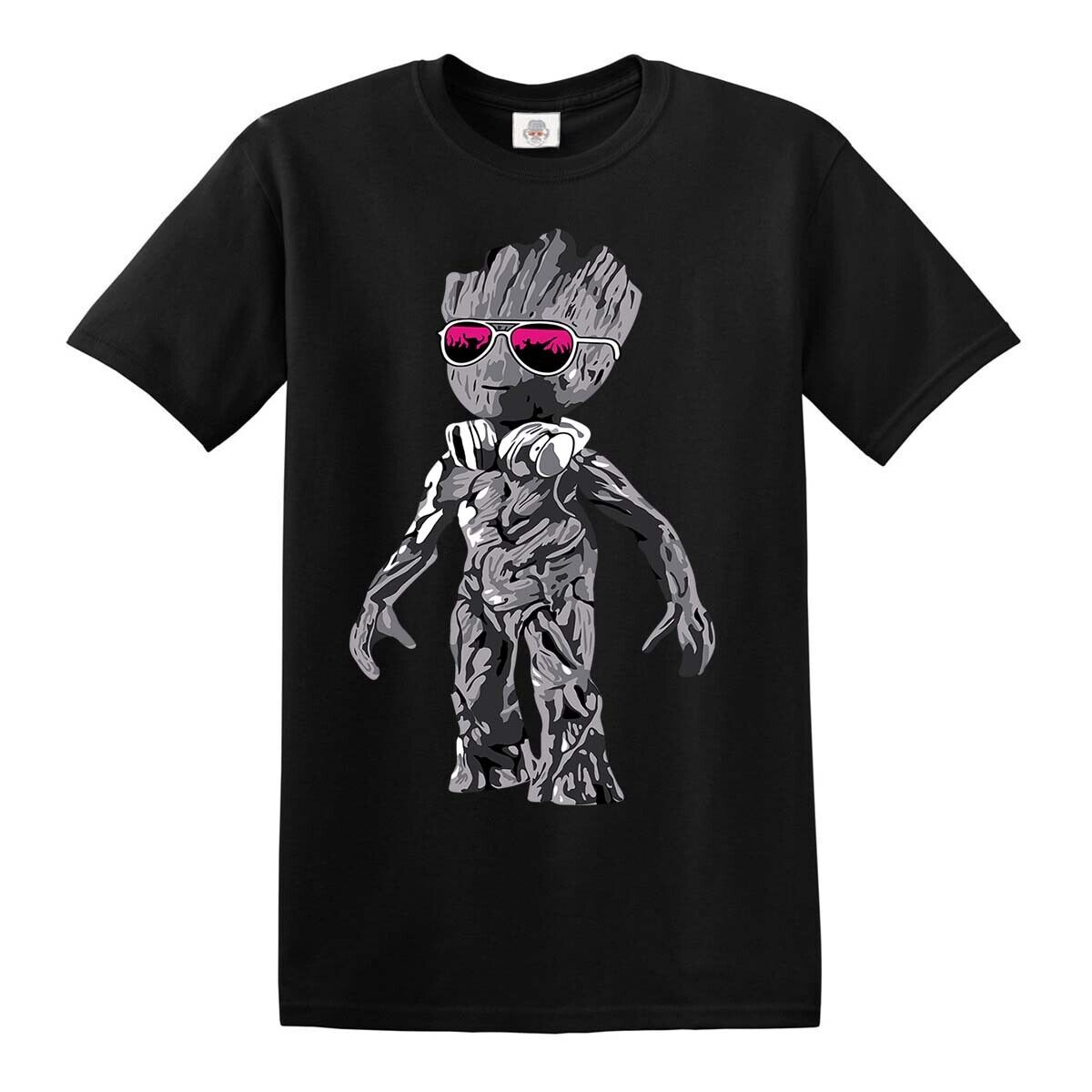 DJ Baby Groot Standing Black T-Shirt