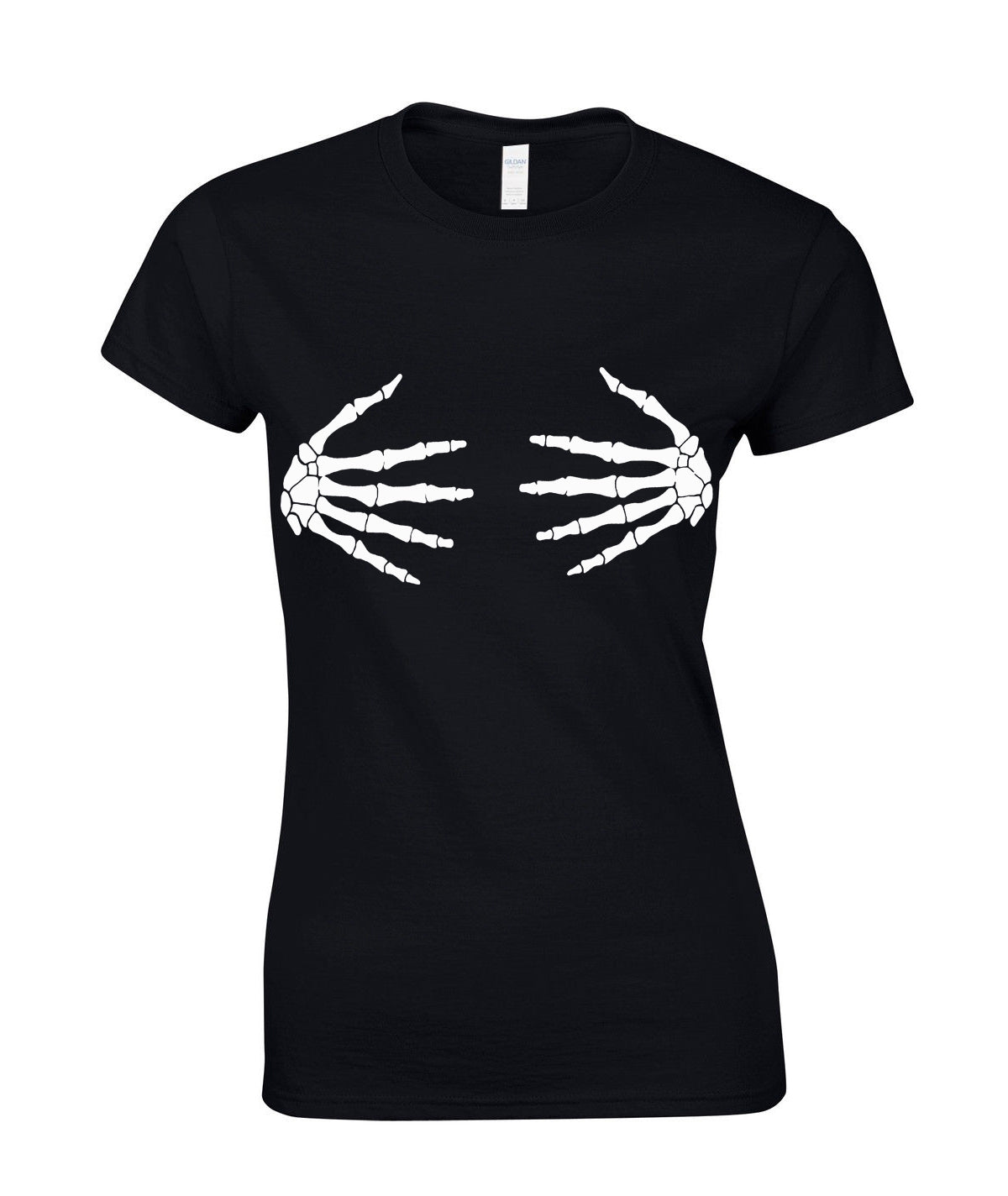 SKELETON HANDS -  BLACK CAP SLEEVE TOP