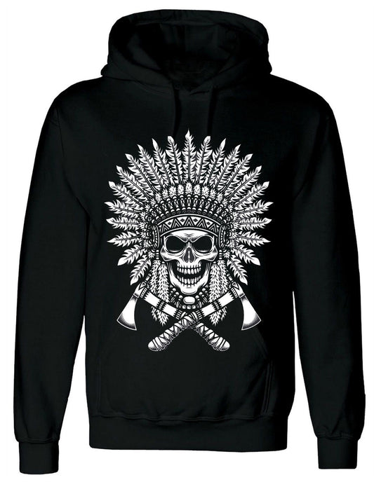 TRIBAL NATIVE AMERICAN TATTOO - MEN'S BLACK HOODY