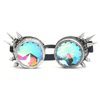 KALEIDOSCOPE WELDING CYBER GOGGLES WITH SPIKES -  BRUSHED SLIVER