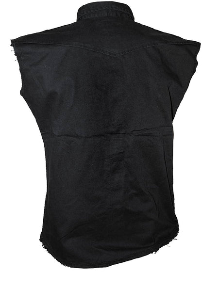 PLAIN METAL STREETWEAR SLEEVELESS STONE WASHED BLACK WORKSHIRT