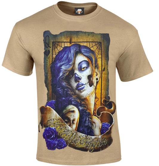 SKULL SUGAR TAN SUBLIMATION T-SHIRT