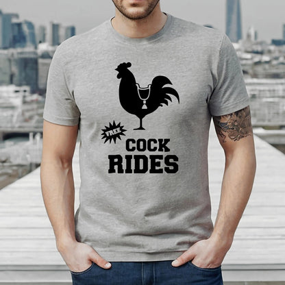 FREE COCK RIDES COCK PRINT | FUNNY MEN'S T-SHIRT SPORT GRAY T-SHIRT BLACK PRINT FREE COCK RIDES COCK PRINT | FUNNY MEN'S T-SHIRT
