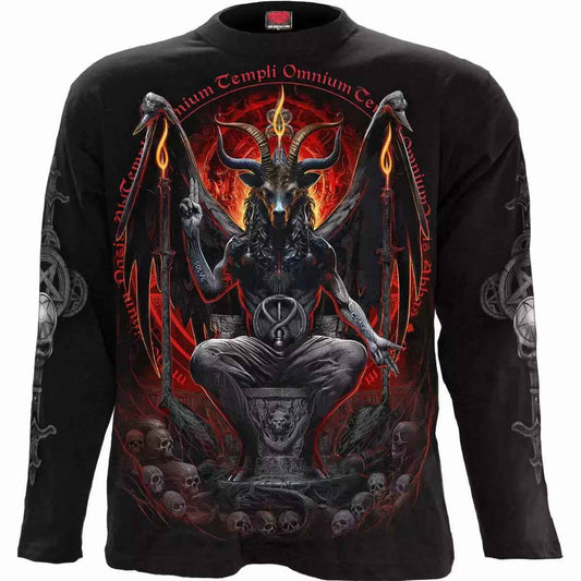 Spiral Direct Baphomet Long Sleeve T-shirt Biker Goth Bat Skull Top Spiral Direct Baphomet Long Sleeve T-shirt Biker Goth Bat Skull Top