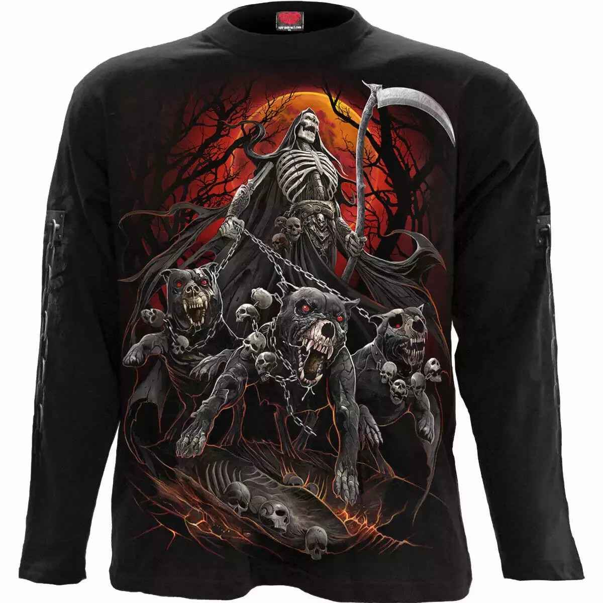 Spiral Direct Goth Skull Reaper Shirt Long Sleeve Biker Top Spiral Direct Goth Skull Reaper Shirt Long Sleeve Biker Top