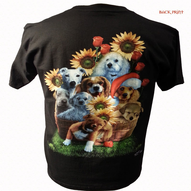 Puppies With Flowers| MEN'S T-SHIRT