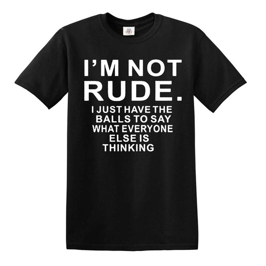 I'M NOT RUDE FUNNY LETTERS PRINT | MEN'S T-SHIRT BLACK T-SHIRT WHITE PRINT I'M NOT RUDE FUNNY LETTERS PRINT | MEN'S T-SHIRT