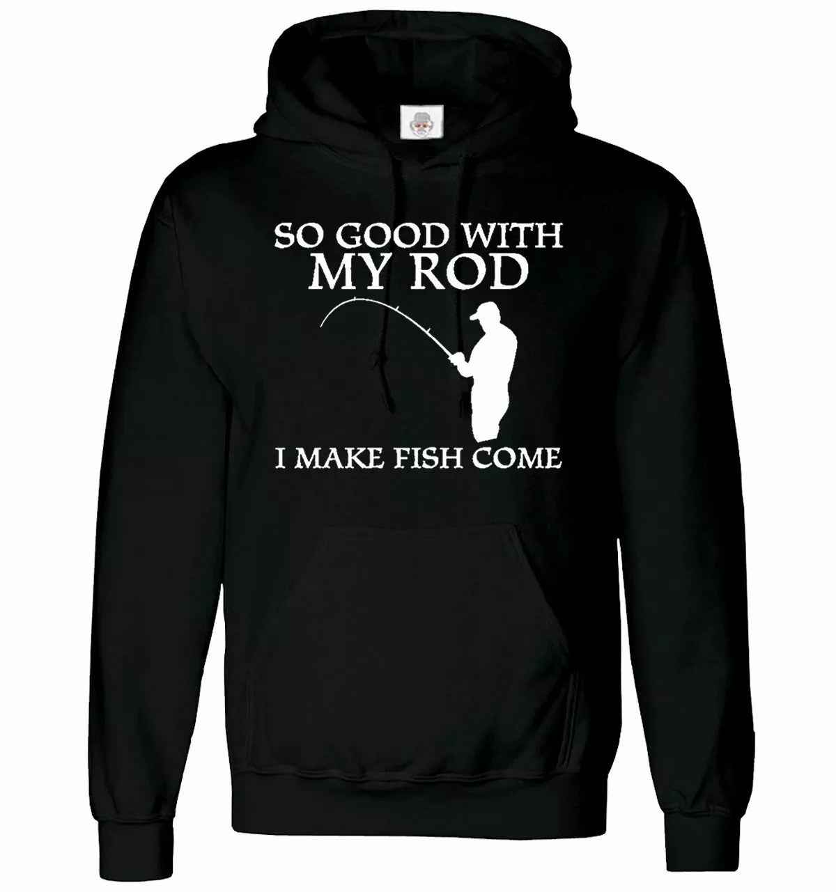So Good With My Rod Funny Fishing Hoodie for Men - Sweatshirt for Carp Fisherman BLACK HOODY WHITE PRINT So Good With My Rod Funny Fishing Hoodie for Men - Sweatshirt for Carp Fisherman