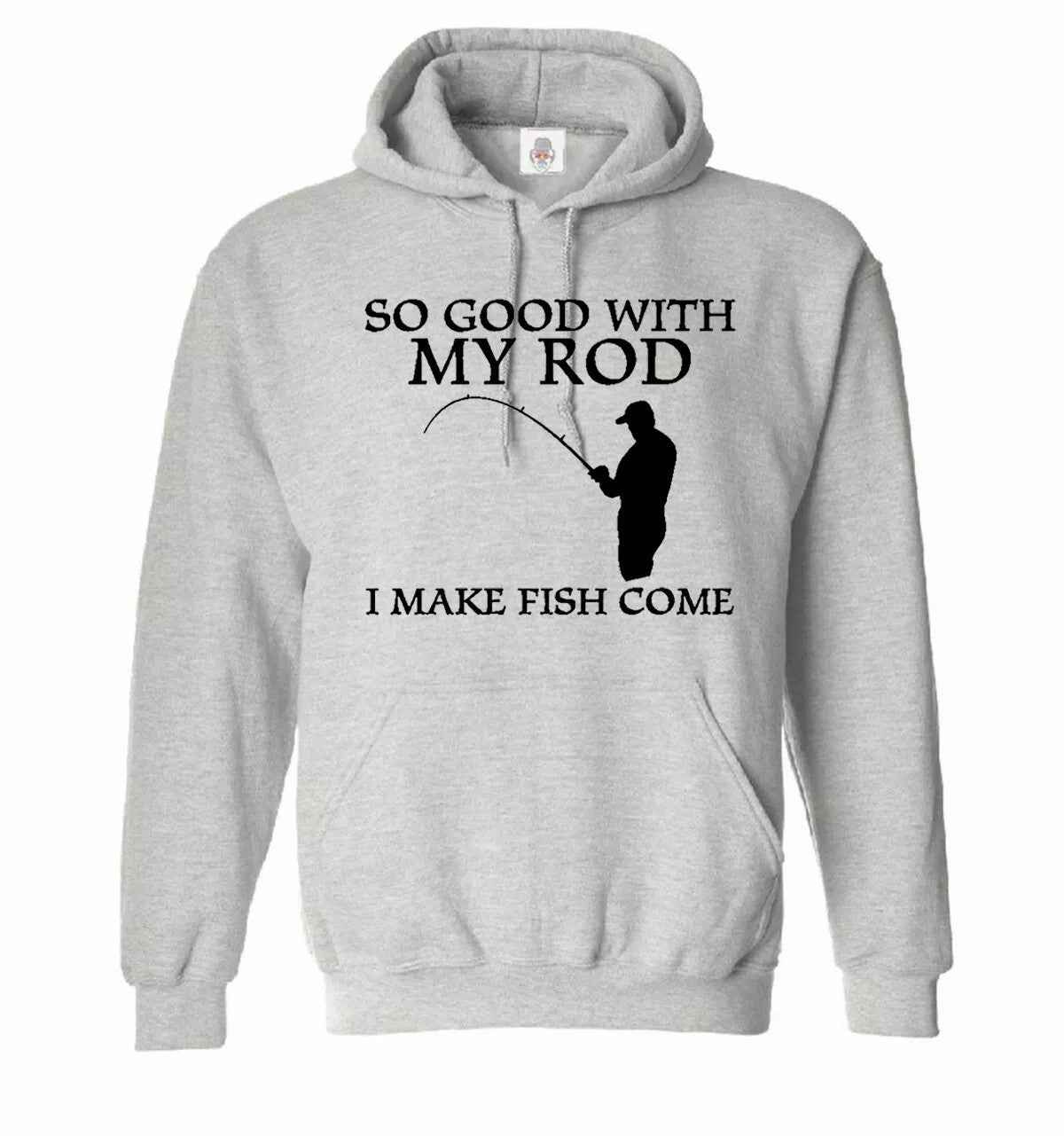 So Good With My Rod Funny Fishing Hoodie for Men - Sweatshirt for Carp Fisherman SPORT GRAY HOODY BLACK PRINT So Good With My Rod Funny Fishing Hoodie for Men - Sweatshirt for Carp Fisherman