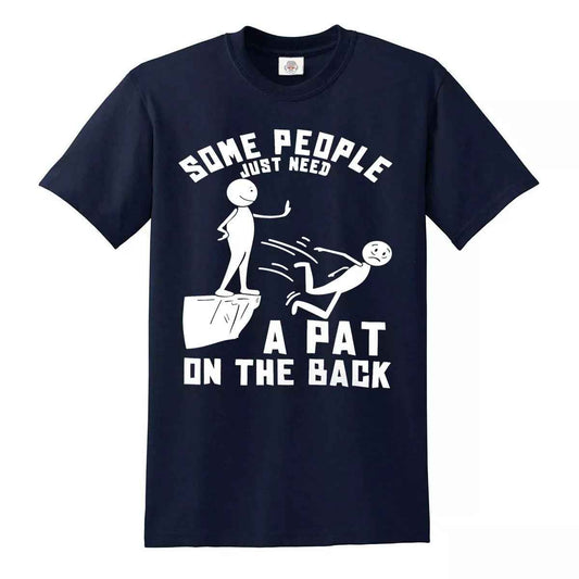 Pat On The Back Funny Party T-Shirt NAVY T-SHIRT WHITE PRINT Pat On The Back Funny Party T-Shirt