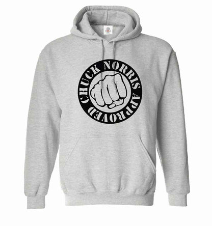 Chuck Norris Hoodie - Approved Men's Funny Martial Arts MMA Sweatshirt SPORT GRAY HOODY BLACK PRINT Chuck Norris Hoodie - Approved Men's Funny Martial Arts MMA Sweatshirt