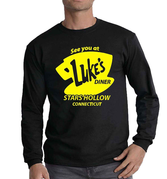 Luke's Diner T-Shirt Funny Retro Long Sleeve Tee for Men - Vintage Gilmore Gift Top Luke's Diner T-Shirt Funny Retro Long Sleeve Tee for Men - Vintage Gilmore Gift Top