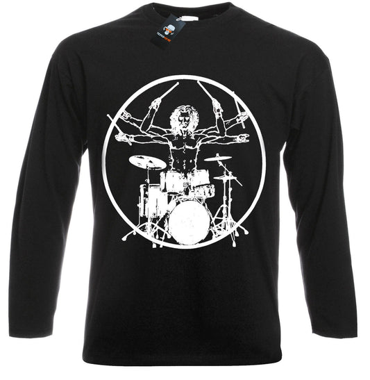 Vitruvian Drummer Long Sleeve T-Shirt Men's
