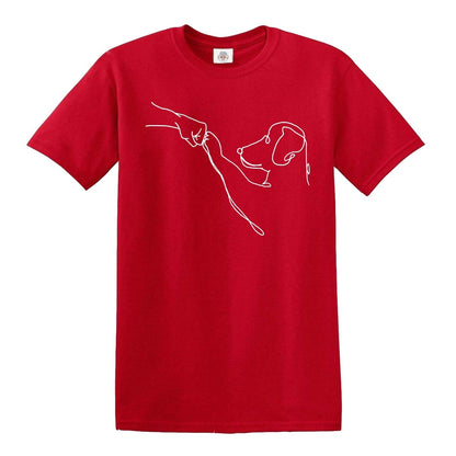 DOG FRIENDSHIP AND LOVE | MEN'S T-SHIRT RED T-SHIRT WHITE PRINT DOG FRIENDSHIP AND LOVE | MEN'S T-SHIRT