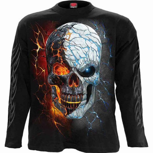 Spiral Direct Biker Goth Long Sleeve T-Shirt with Skull Soul Reaper and Fire Design Spiral Direct Biker Goth Long Sleeve T-Shirt with Skull Soul Reaper and Fire Design