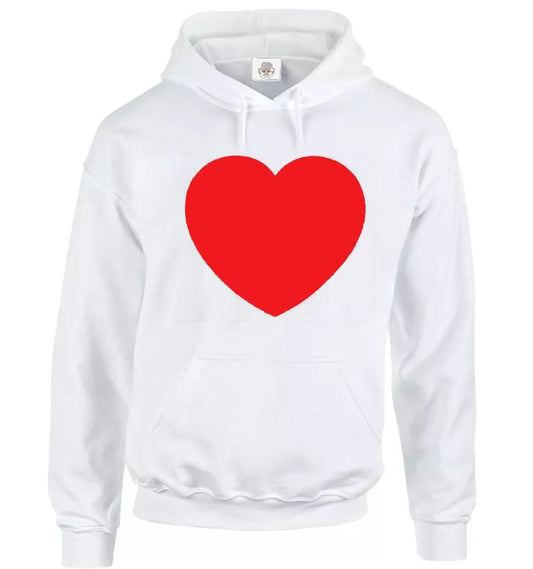 Big Red Heart Hoody Sweatshirt Men's Valentines Day Hood Lovers Love Gift Hoodie