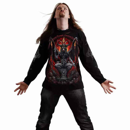 Spiral Direct Baphomet Long Sleeve T-shirt Biker Goth Bat Skull Top Spiral Direct Baphomet Long Sleeve T-shirt Biker Goth Bat Skull Top