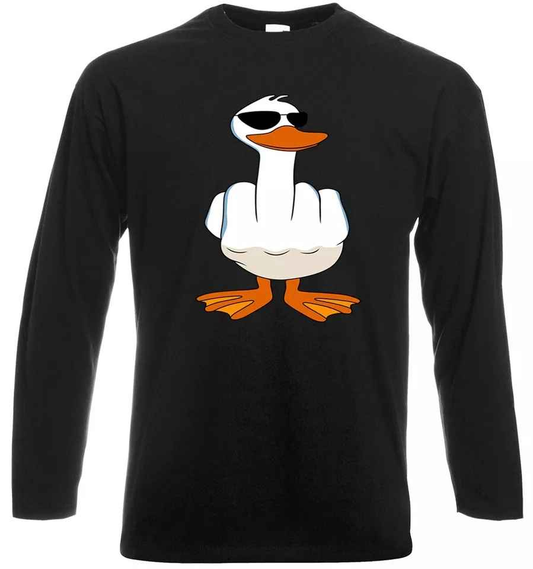 Funny Middle Finger T-Shirt I Don't Give A Duck Longsleeve Party Top Funny Middle Finger T-Shirt I Don't Give A Duck Longsleeve Party Top