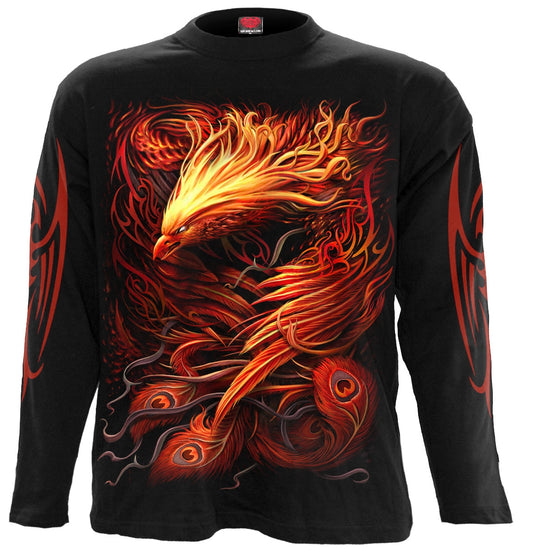 Phoenix Arisen Longsleeve T-Shirt for Men - Black Design Phoenix Arisen Longsleeve T-Shirt for Men - Black Design