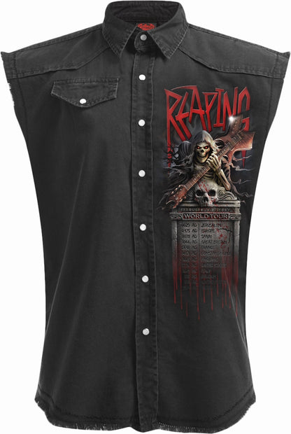 RESPAWN - SLEEVELESS STONE WASHED BLACK WORKER