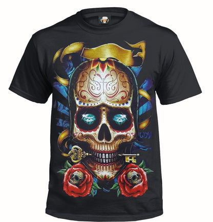 ROCK SKULL - BLACK SUBLIMATION T-SHIRT