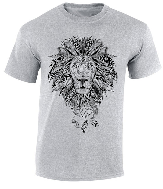 TRIBAL LION GRAY T SHIRT - SPORT GRAY STYLE TRIBAL LION GRAY T SHIRT - SPORT GRAY STYLE