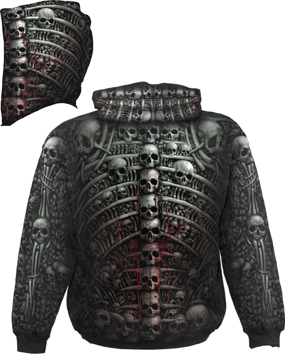 DEATH RIBS - ALLOVER BLACK HOODY