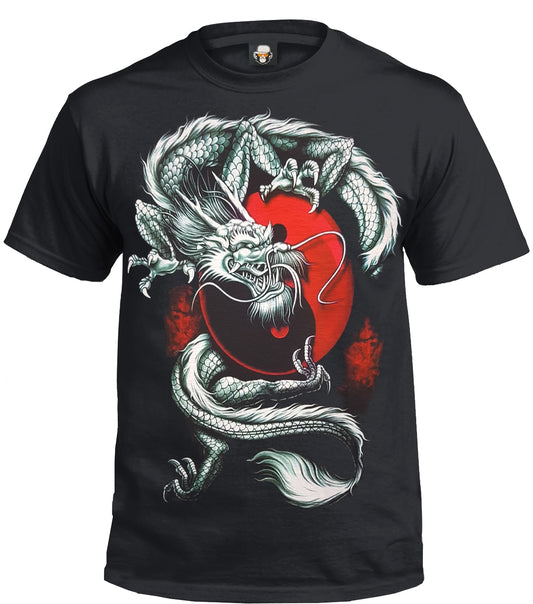 YIN YANG DRAGON - BLACK SUBLIMATION T-SHIRT