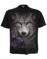 WOLF ROSES - FRONT PRINT BLACK T-SHIRT