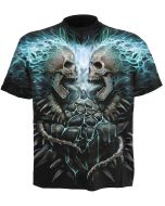 FLAMING SPINE ALL OVER BLACK T-SHIRT