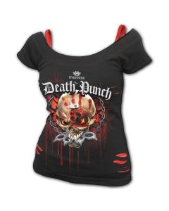 5FDP - ASSASSIN - LICENSED BAND 2IN1 RED RIPPED TOP BLACK