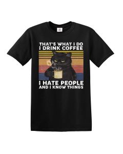 That's What I Do I Drink Coffee I Hate People Vintage Funny Black T-Shirt 