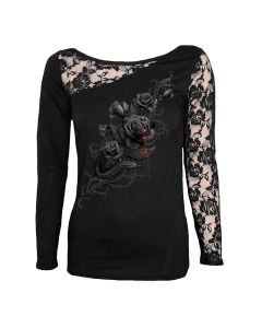 FATAL ATTRACTION LACE ONE SHOULDER BLACK TOP