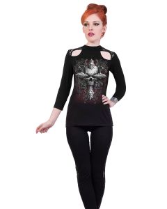 CROSS OF DARKNESS - LACE SHOULDER 3/4 SLEEVE TOP
