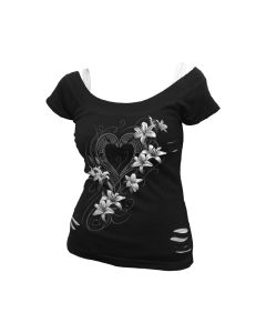 PURE OF HEART 2IN1 WHITE & BLACK RIPPED TOP