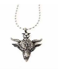 BAPHOMET DEVIL ANTIQUE PEWTER PENDANT WITH BALL CHAIN