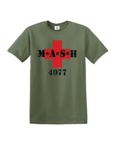M*A*S*H AMERICAN 4077TH - FRONT PRINT OLIVE T-SHIRT