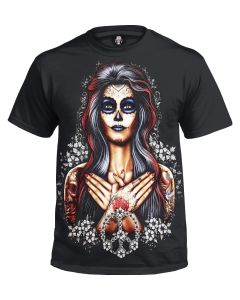 DAY OF THE DEAD PEACE - BLACK SUBLIMATION T-SHIRT