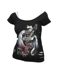 ROCK ANGEL 2IN1 WHITE & BLACK RIPPED TOP