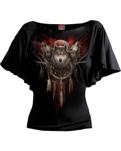 CRY OF THE WOLF - BOAT NECK BAT SLEEVE BLACK TOP