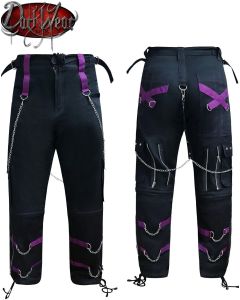 BLACK AND PURPLE GOTHIC CHAIN TROUSERS